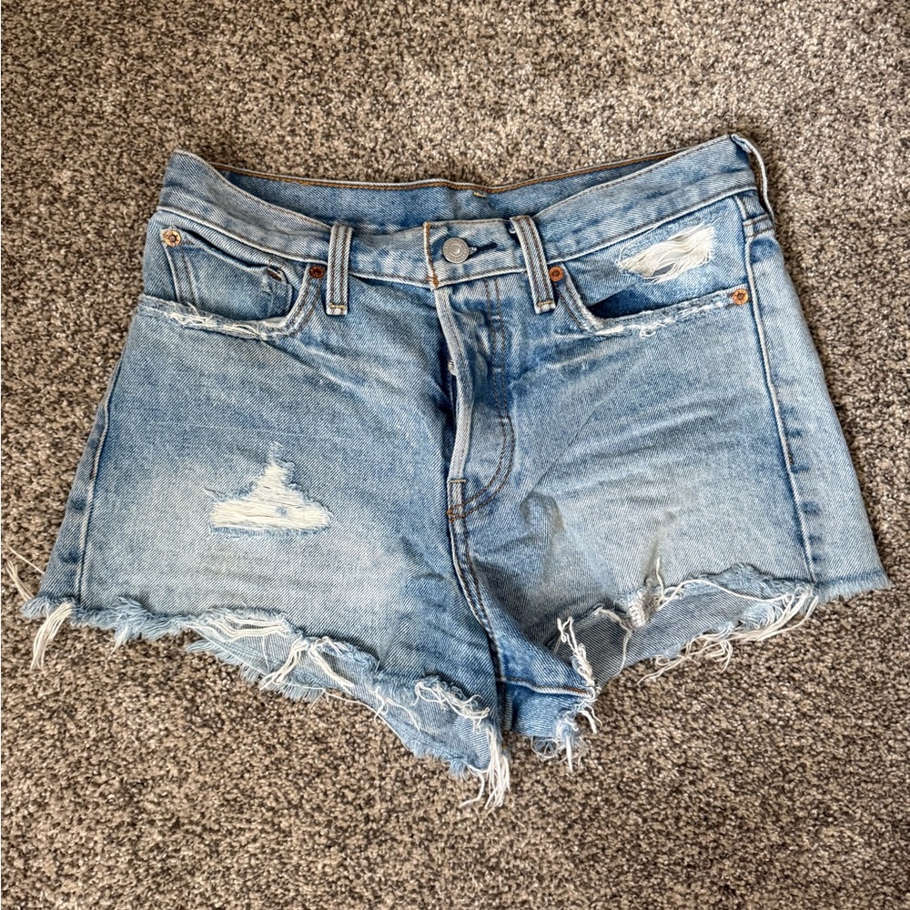 Levi's Light Blue Distressed Jean Shorts